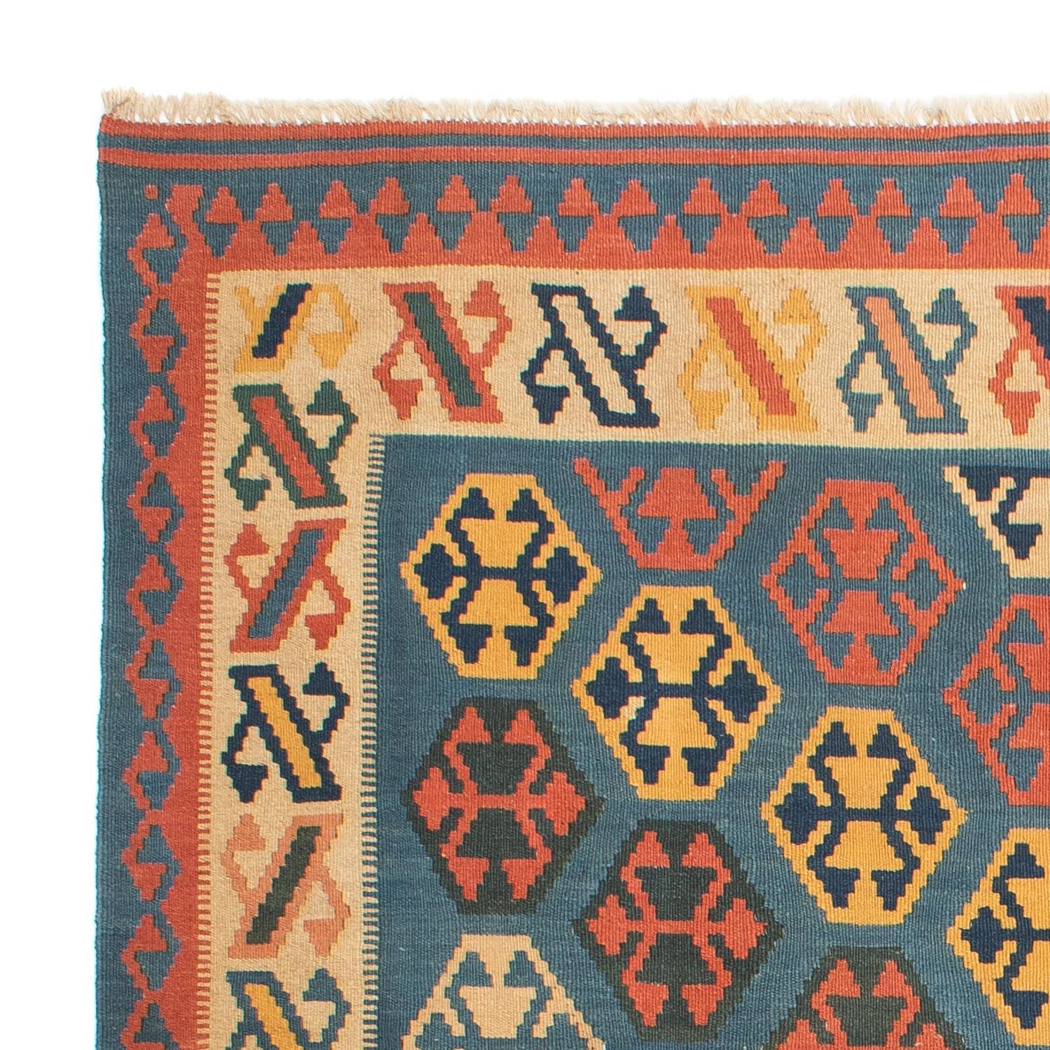 Tapis Kelim - Oriental carré  - 212 x 198 cm - bleu