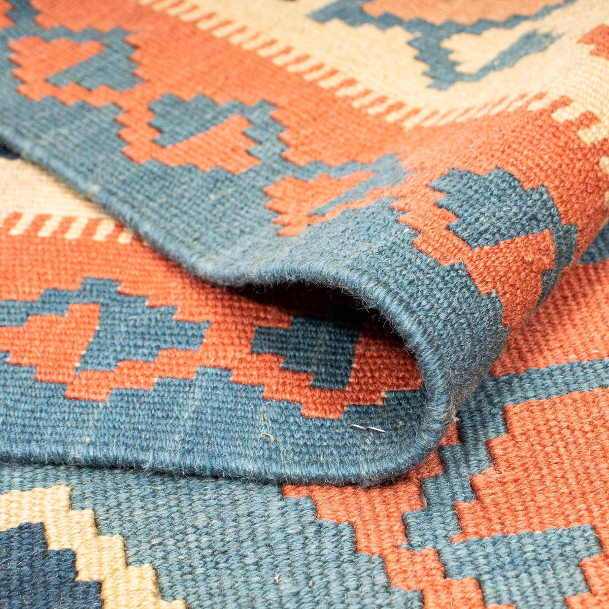 Tapis Kelim - Oriental carré  - 212 x 198 cm - bleu