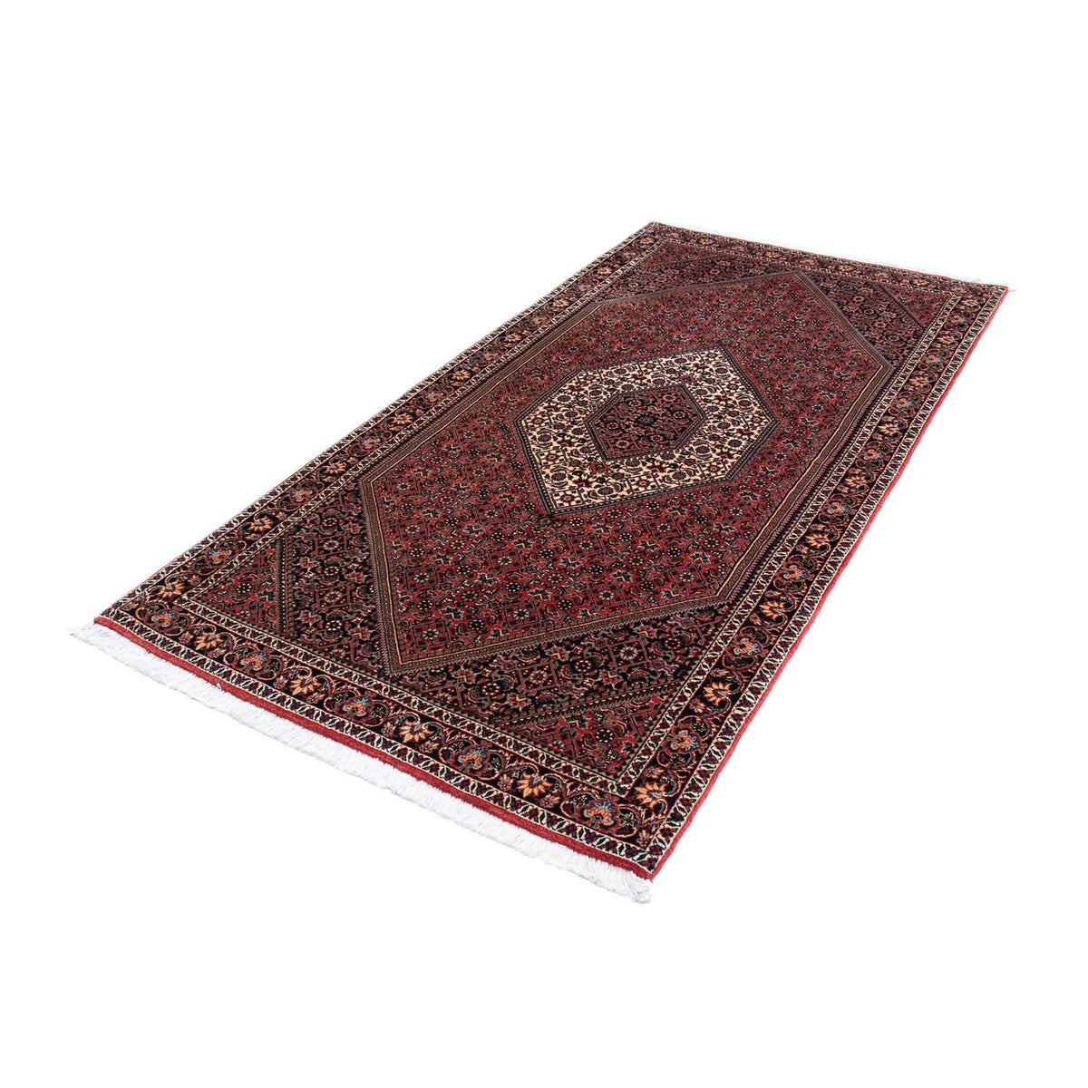 Tapis de couloir Tapis persan - Bidjar - 205 x 102 cm - rouge foncé