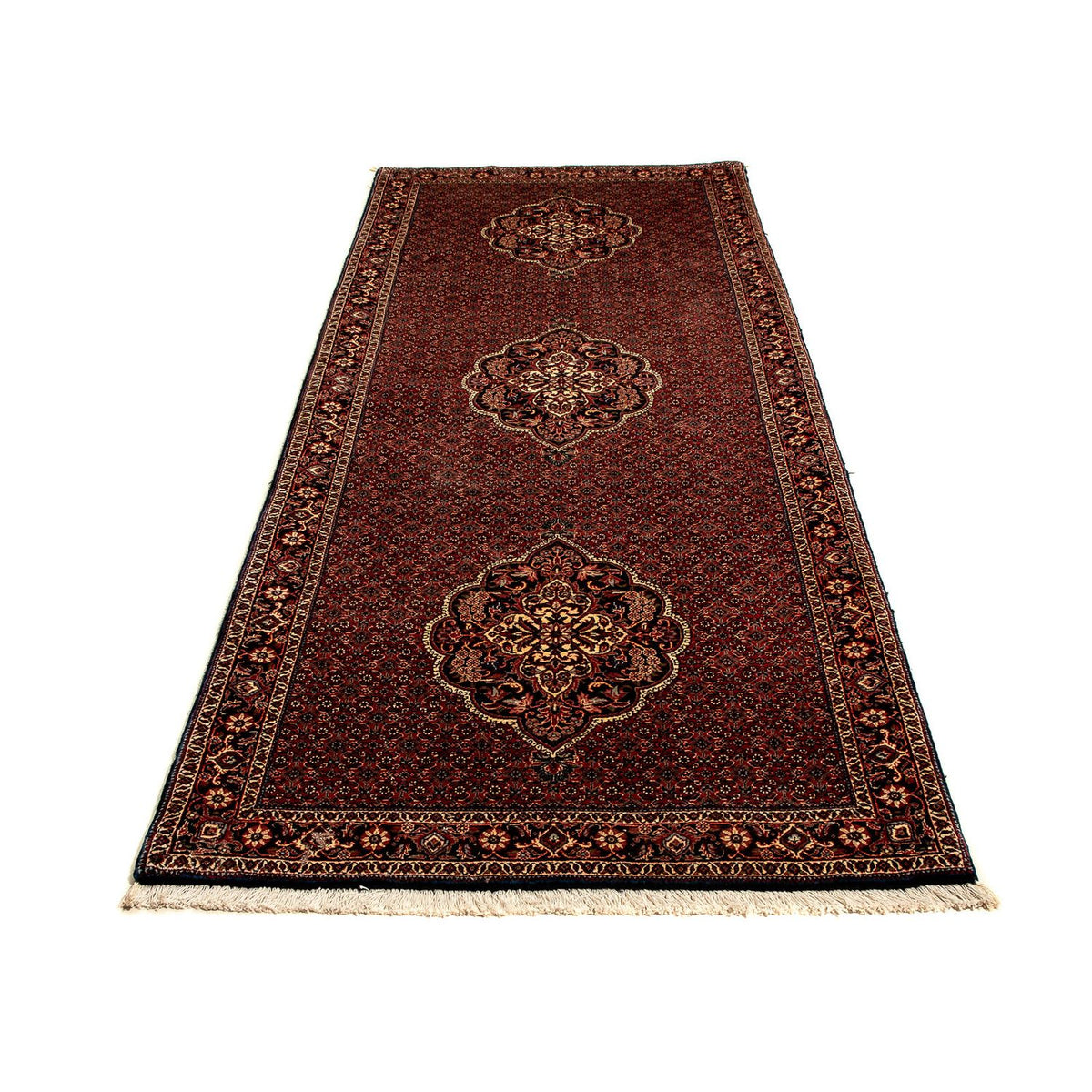 Tapis de couloir Tapis persan - Bidjar - 297 x 102 cm - rouge foncé