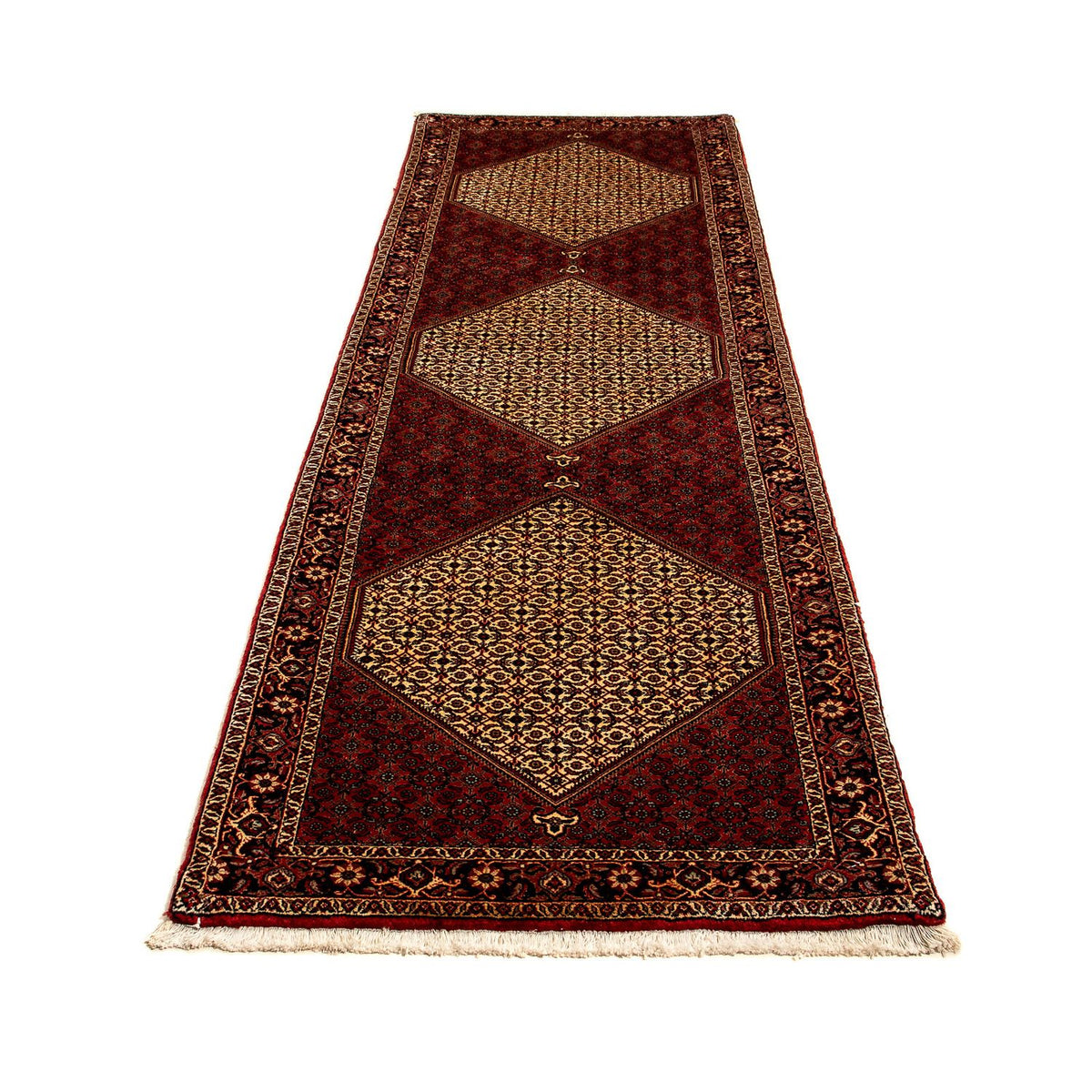 Tapis de couloir Tapis persan - Bidjar - 305 x 84 cm - rouge foncé