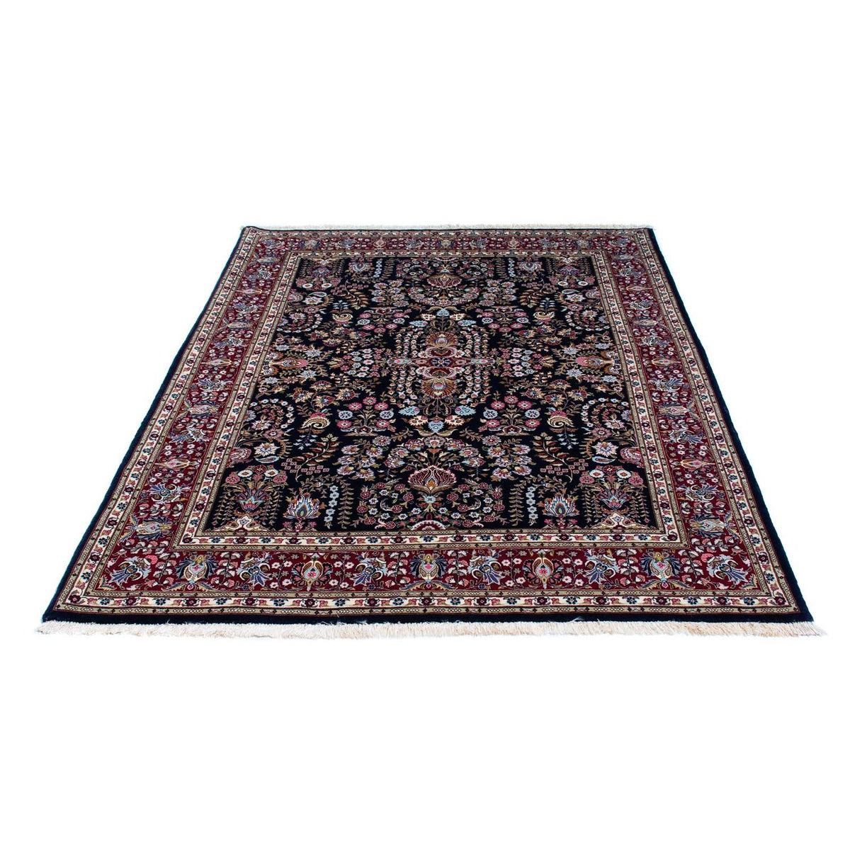 Tapis persan - Ghom - 193 x 141 cm - bleu foncé