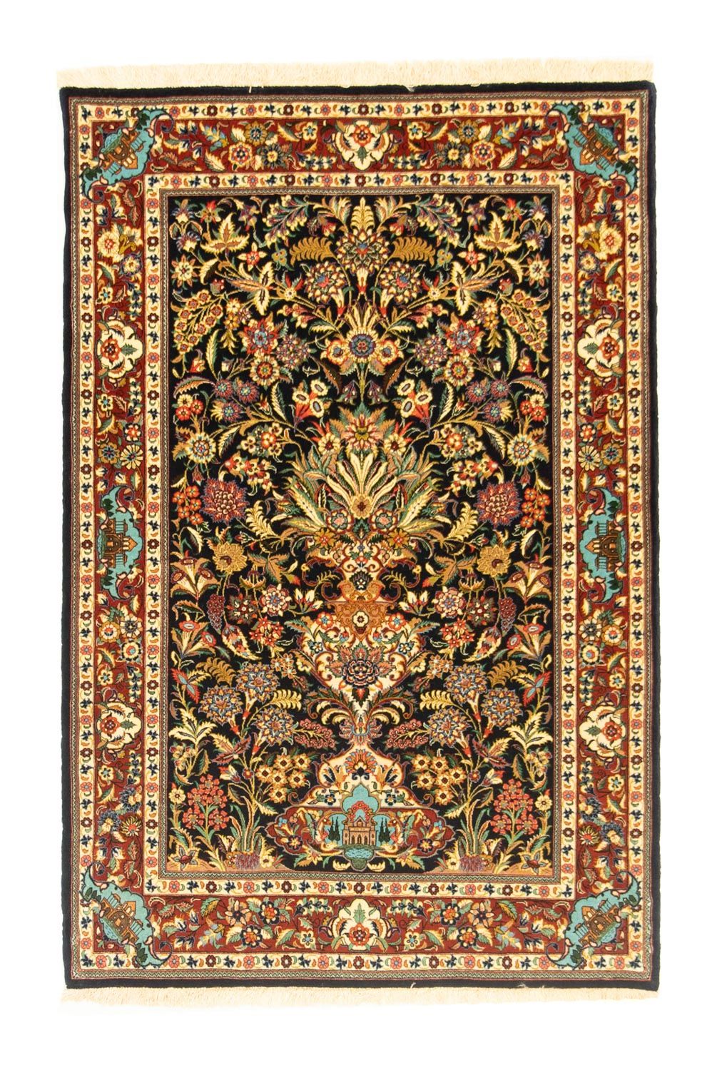 Tapis persan - Ghom - 153 x 102 cm - noir