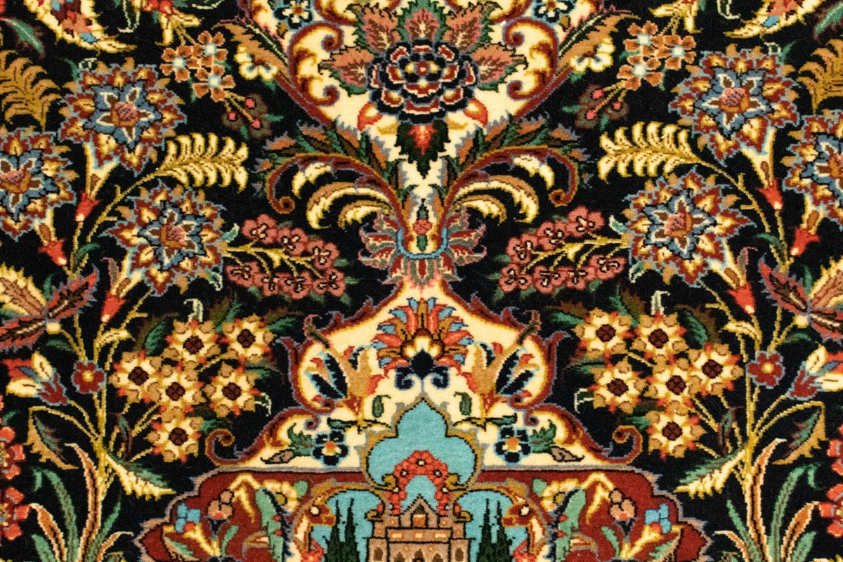 Tapis persan - Ghom - 153 x 102 cm - noir