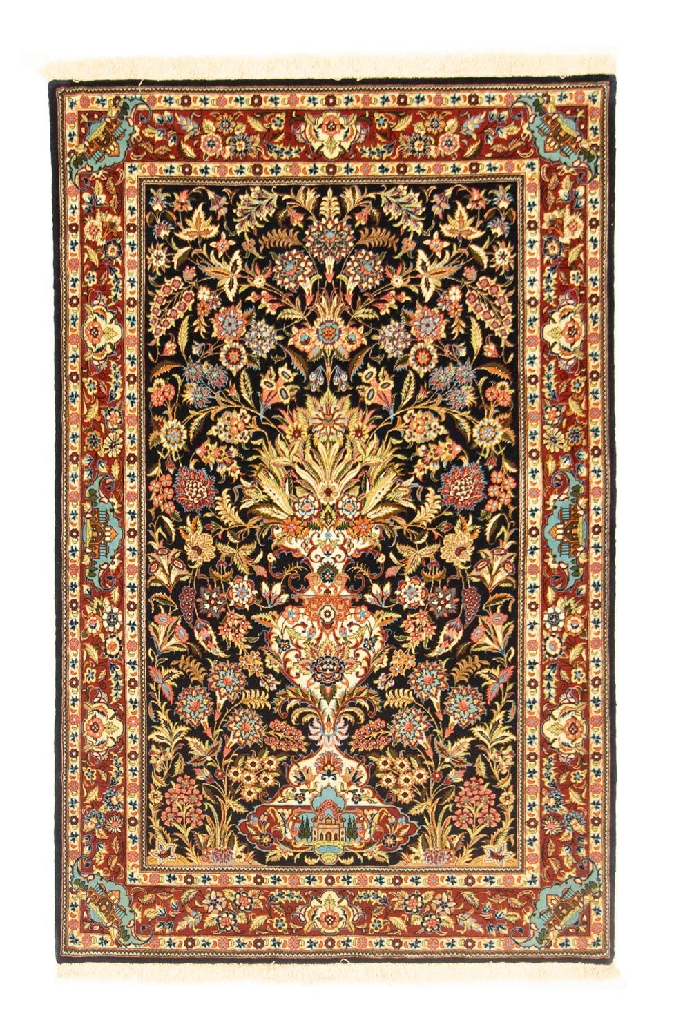 Tapis persan - Ghom - 154 x 103 cm - noir