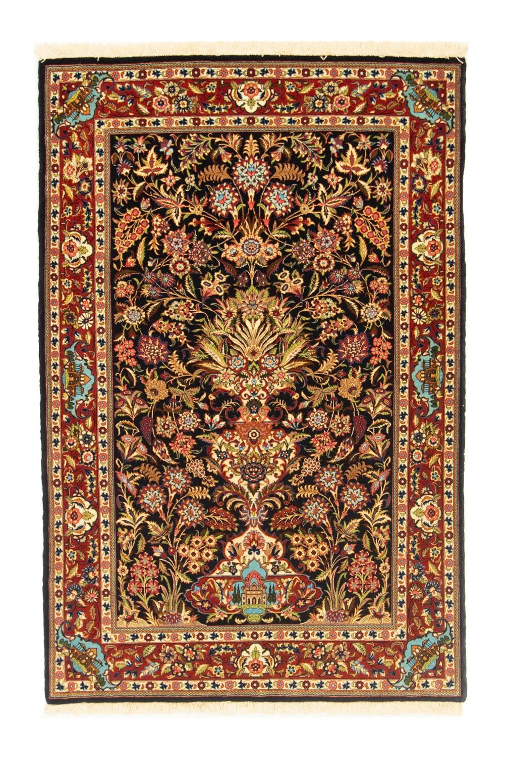 Tapis persan - Ghom - 156 x 102 cm - noir