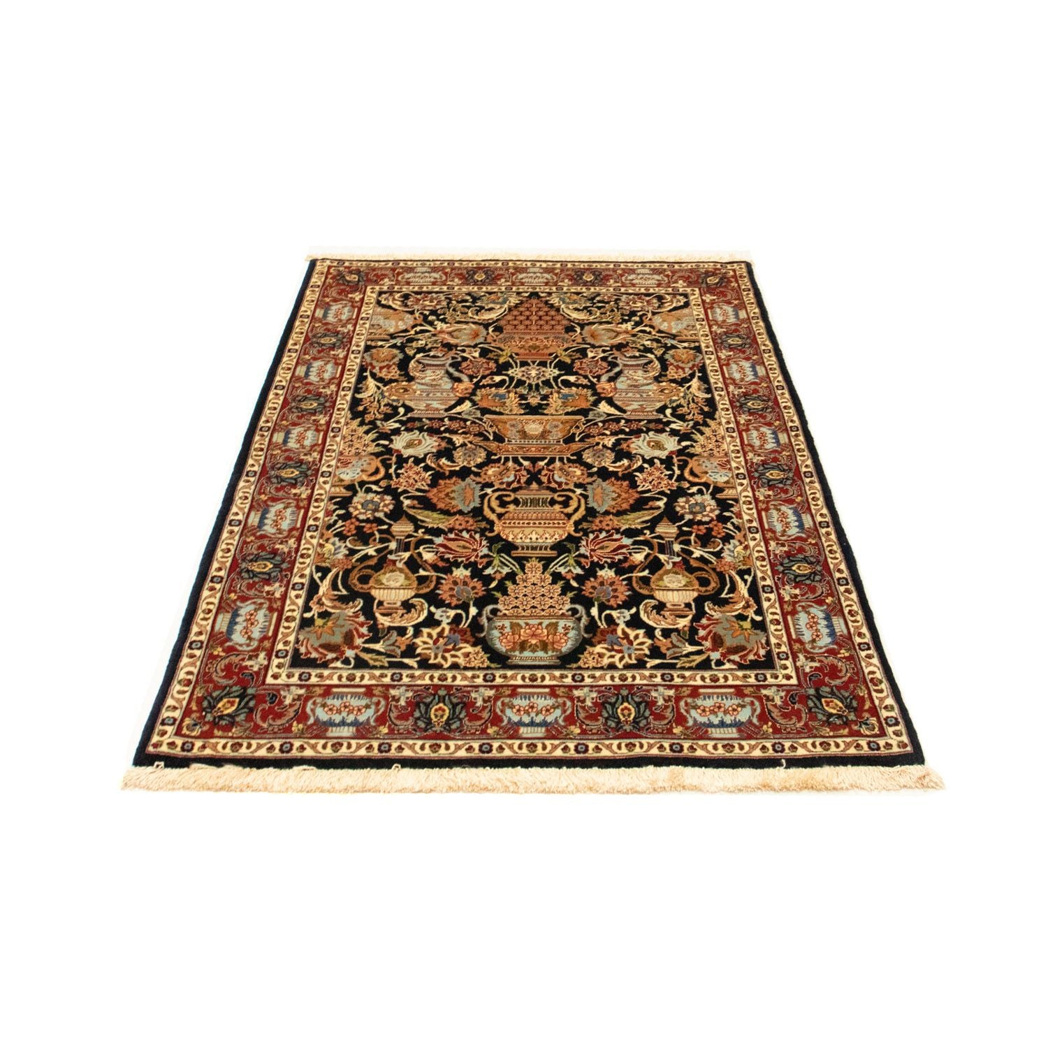 Tapis persan - Ghom - 152 x 99 cm - bleu foncé