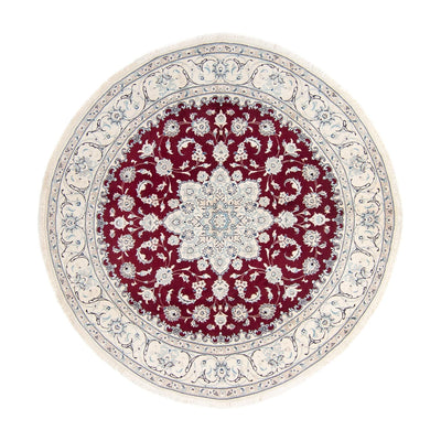 Tapis persan - Nain ronde  - 240 x 240 cm - rouge foncé