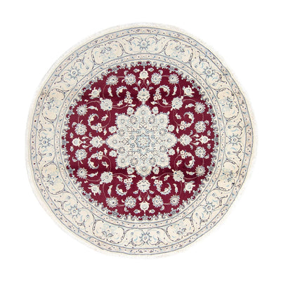 Tapis persan - Nain - Royal - 250 x 250 cm - rouge foncé