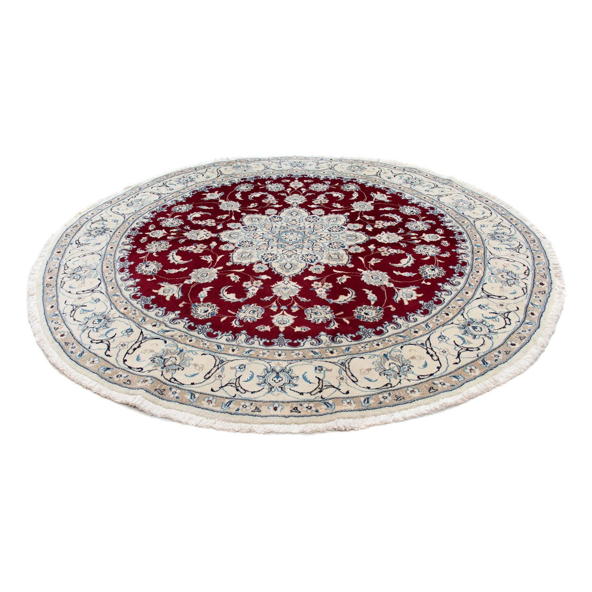 Tapis persan - Nain ronde  - 245 x 245 cm - rouge foncé