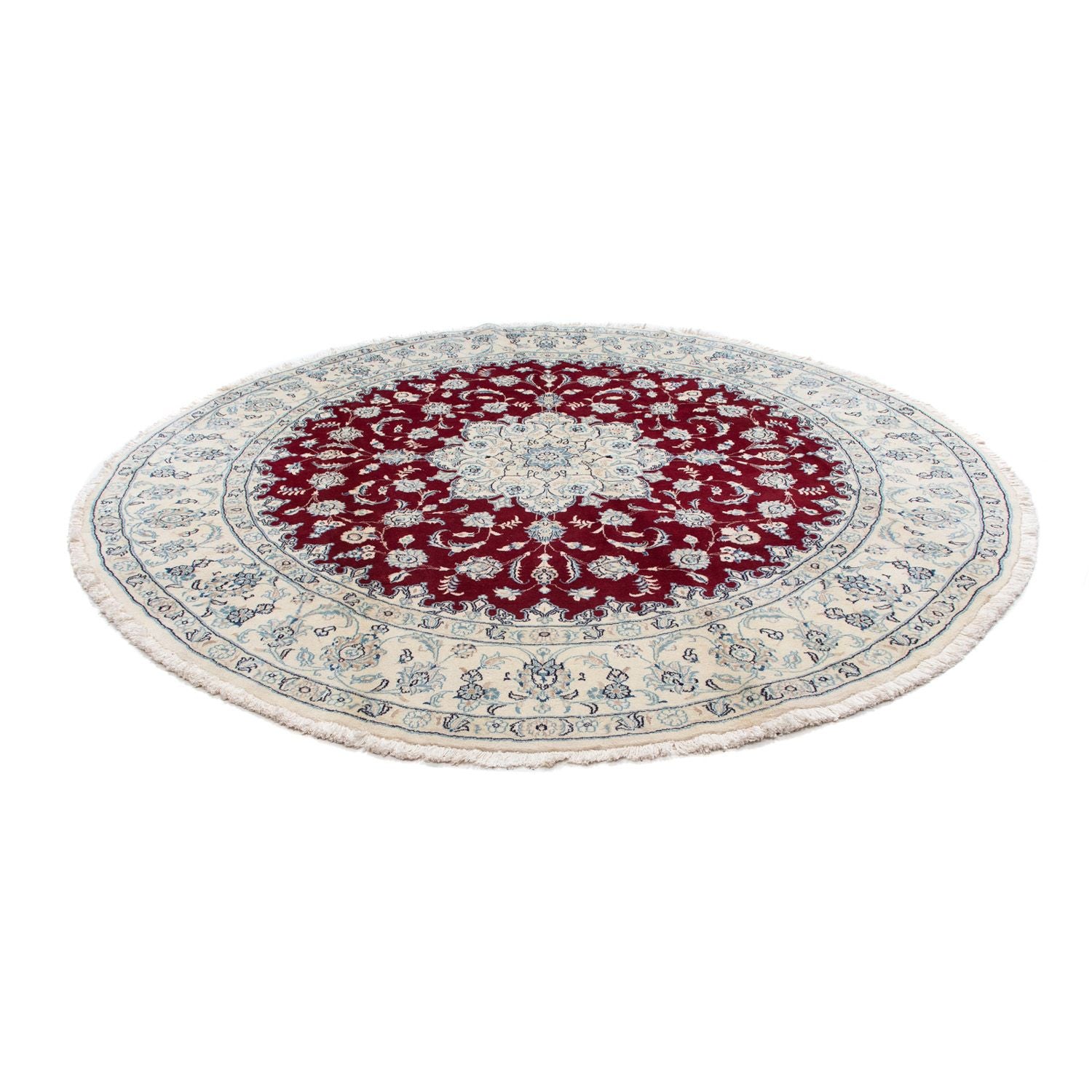Tapis persan - Nain ronde  - 290 x 290 cm - rouge foncé