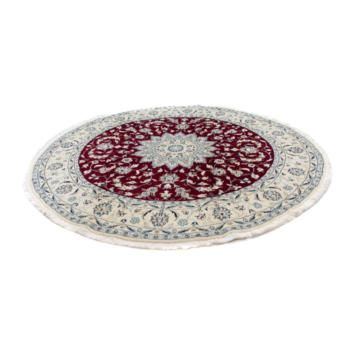 Tapis persan - Nain ronde  - 252 x 252 cm - rouge foncé