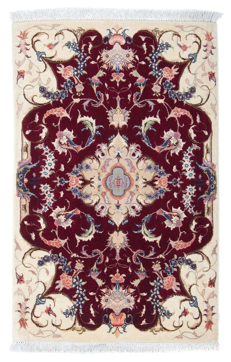 Tapis persan - Tabriz - Royal - 90 x 60 cm - rouge foncé