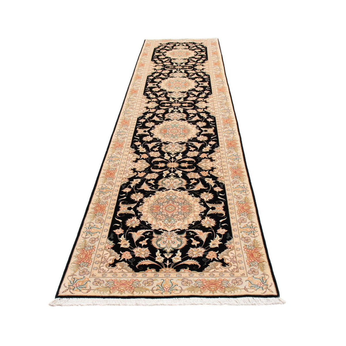 Tapis de couloir Tapis persan - Tabriz - Royal - 417 x 87 cm - bleu foncé