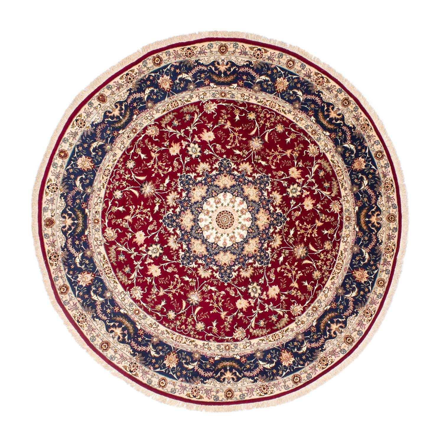 Tapis persan - Tabriz - Royal ronde  - 250 x 250 cm - rouge foncé