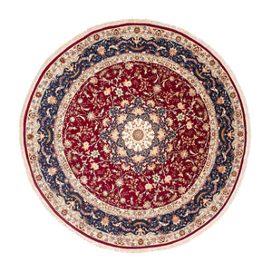 Tapis persan - Tabriz - Royal ronde  - 250 x 250 cm - rouge foncé