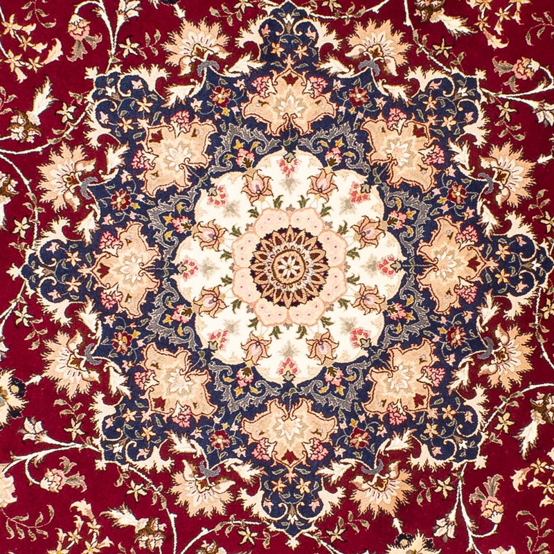 Tapis persan - Tabriz - Royal ronde  - 250 x 250 cm - rouge foncé