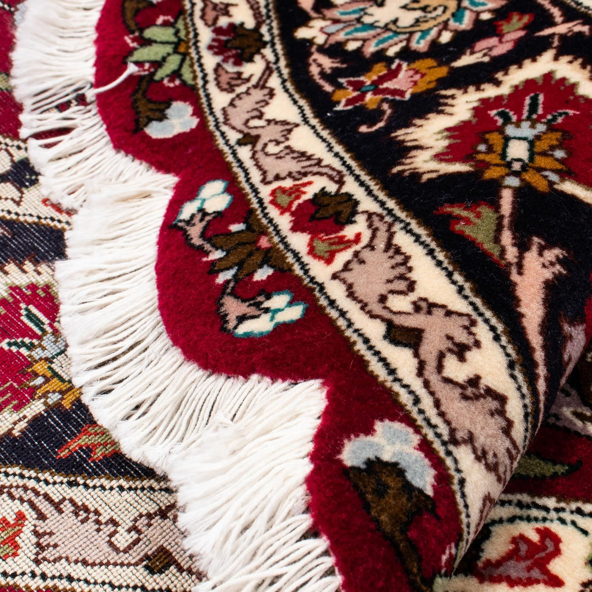 Tapis persan - Tabriz - Royal ronde  - 150 x 150 cm - rouge foncé