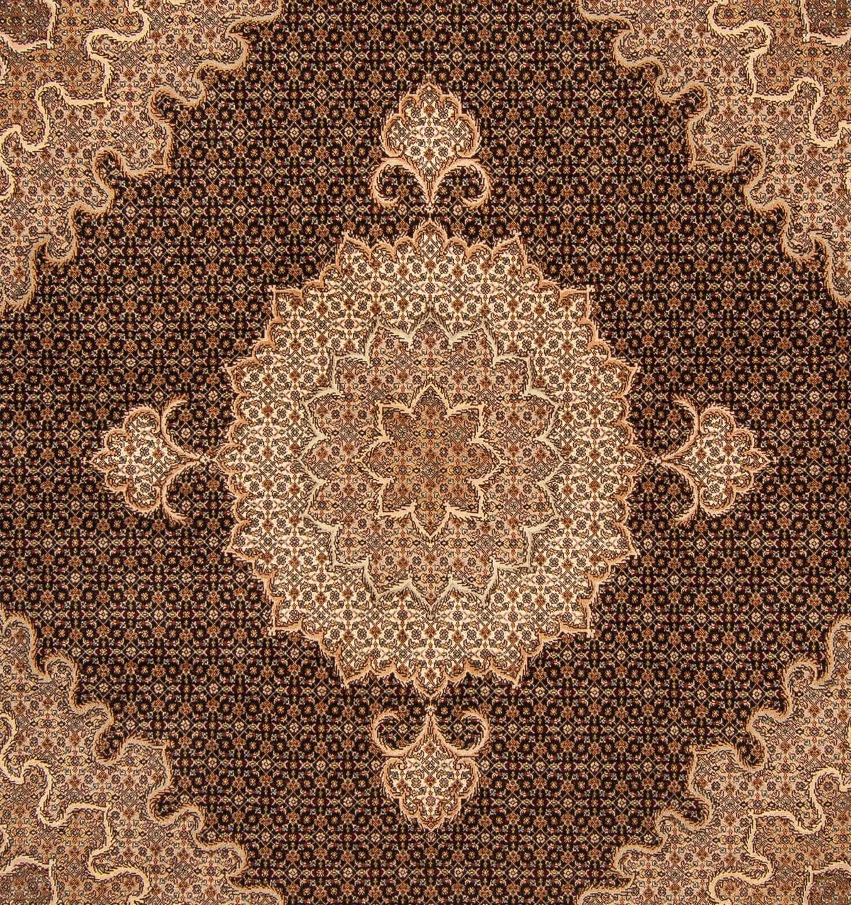 Tapis persan - Tabriz carré  - 210 x 200 cm - marron clair
