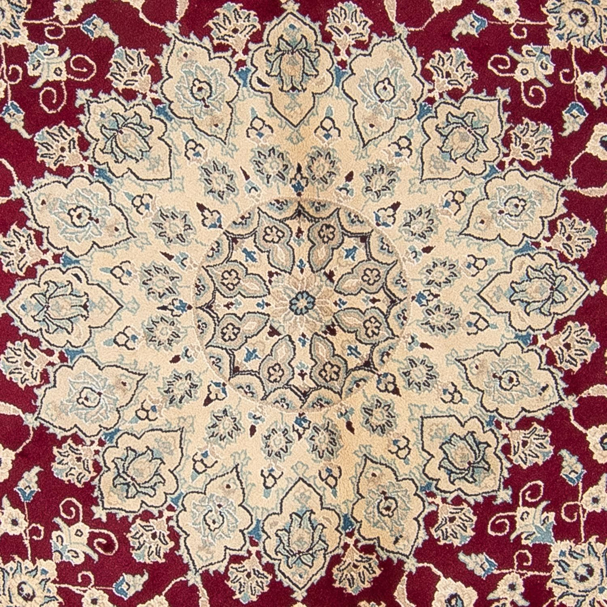 Tapis persan - Nain ronde  - 295 x 295 cm - rouge foncé