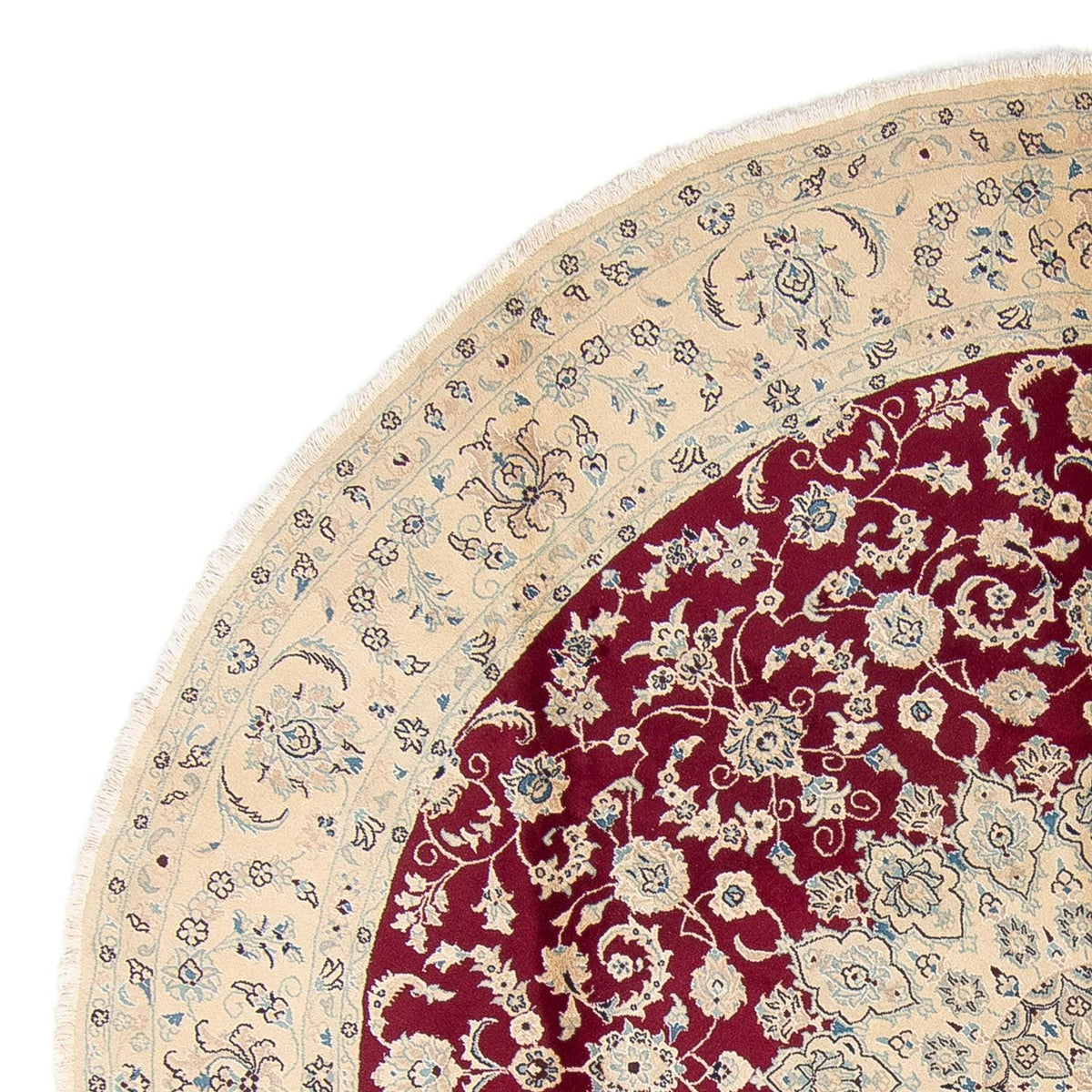 Tapis persan - Nain ronde  - 295 x 295 cm - rouge foncé