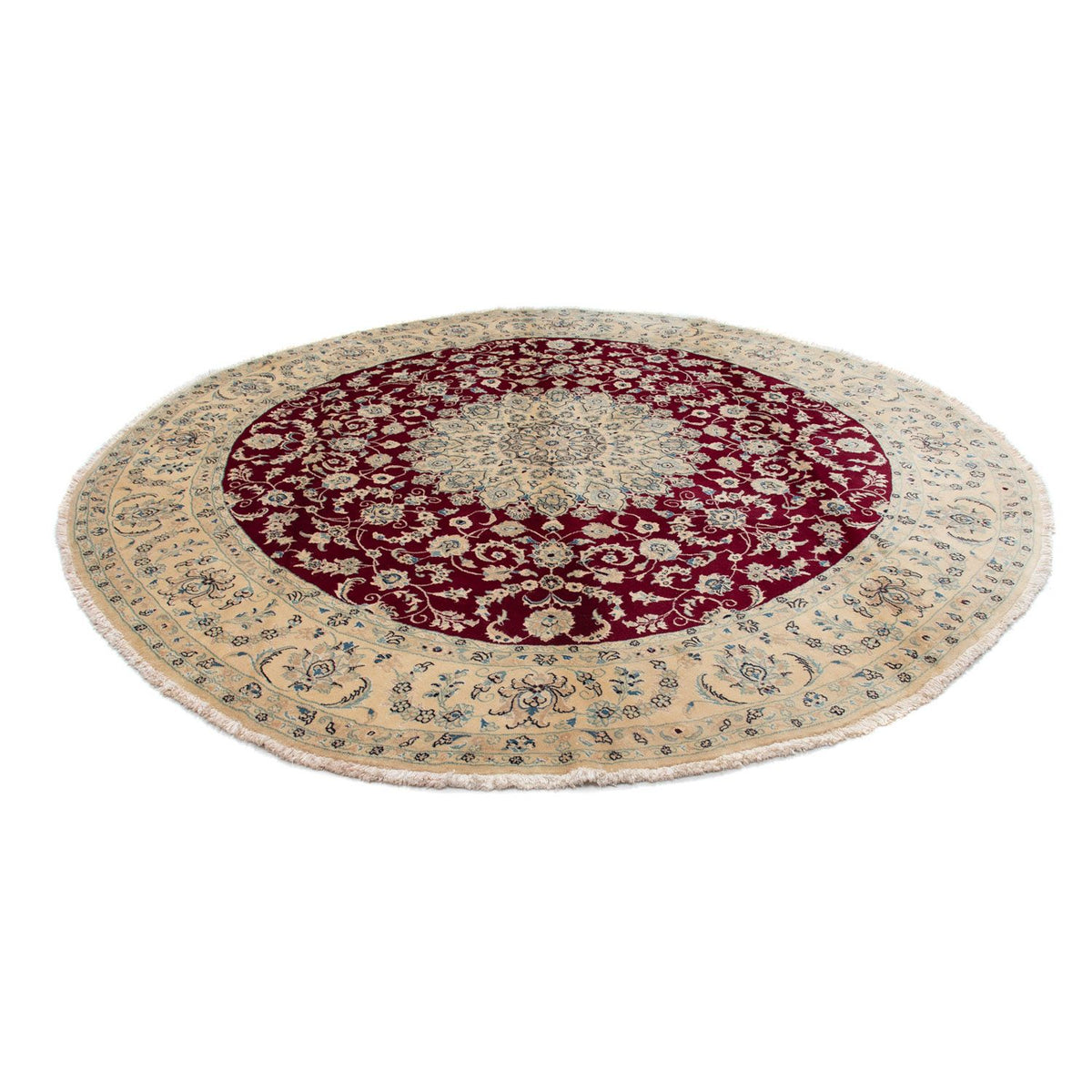 Tapis persan - Nain ronde  - 295 x 295 cm - rouge foncé