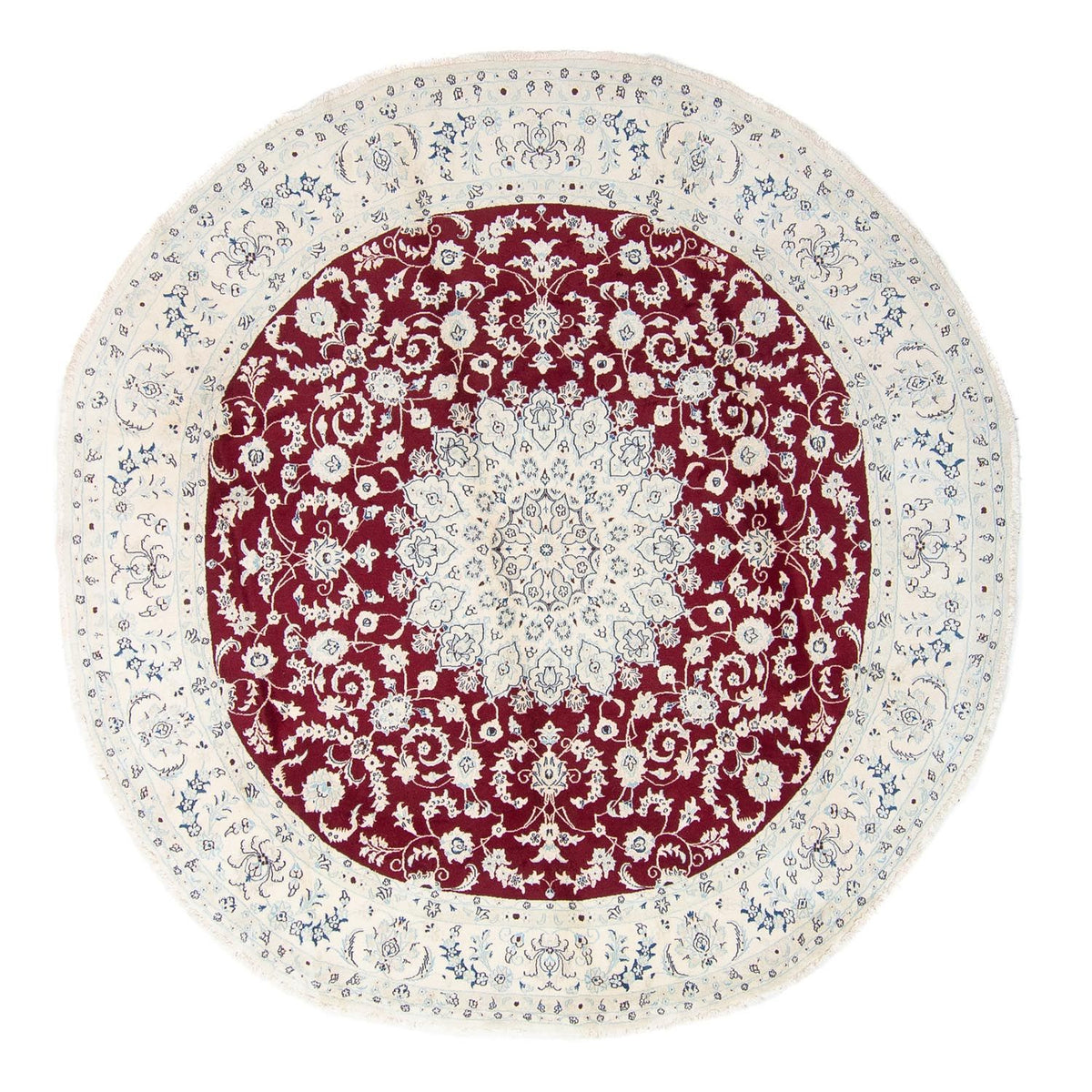 Tapis persan - Nain ronde  - 300 x 300 cm - rouge foncé