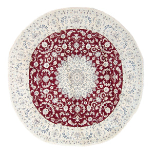 Tapis persan - Nain ronde  - 300 x 300 cm - rouge foncé