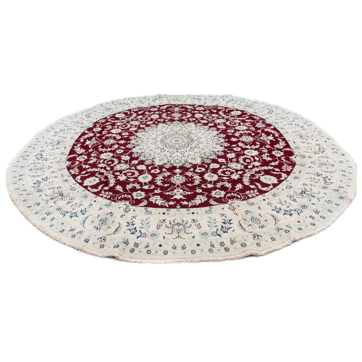 Tapis persan - Nain ronde  - 300 x 300 cm - rouge foncé