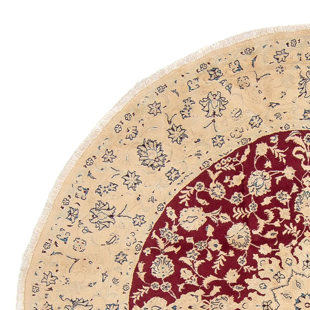 Tapis persan - Nain ronde  - 242 x 242 cm - rouge foncé