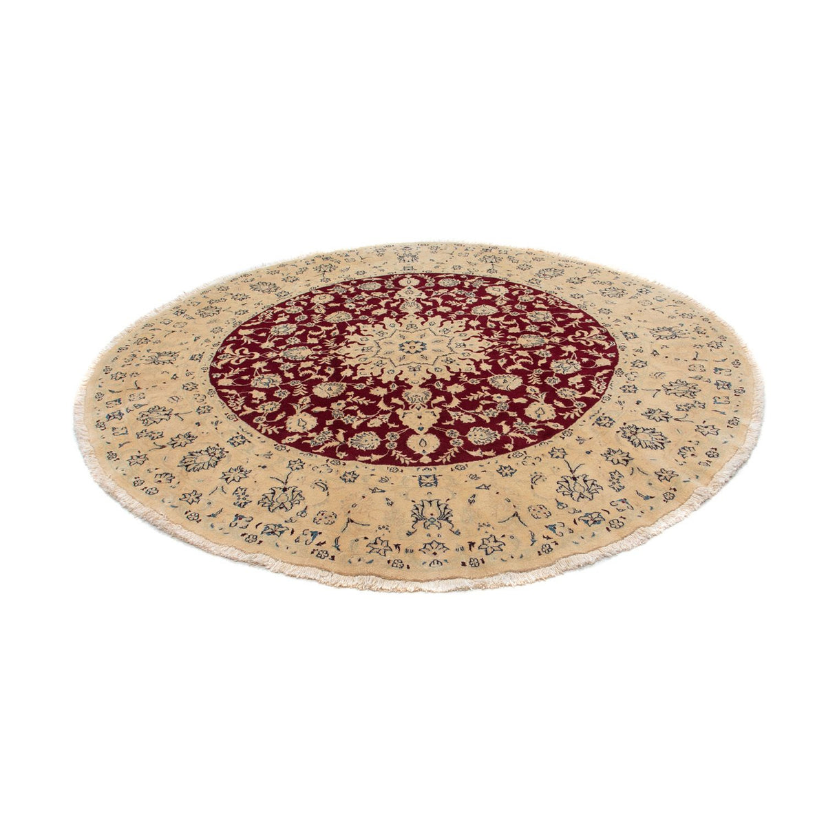 Tapis persan - Nain ronde  - 242 x 242 cm - rouge foncé