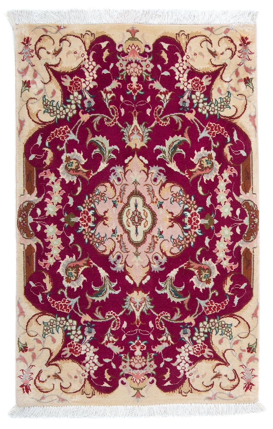 Tapis persan - Tabriz - Royal - 90 x 60 cm - rouge foncé