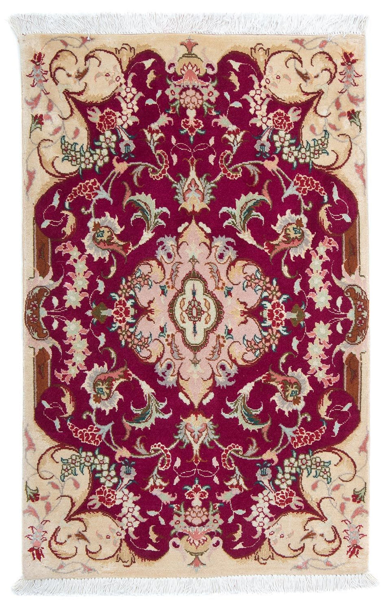 Tapis persan - Tabriz - Royal - 90 x 60 cm - rouge foncé