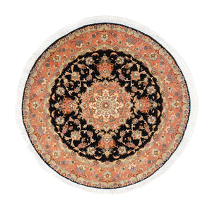 Tapis persan - Tabriz - Royal ronde  - 100 x 100 cm - bleu foncé
