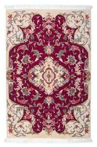 Tapis persan - Tabriz - Royal - 90 x 60 cm - rouge foncé