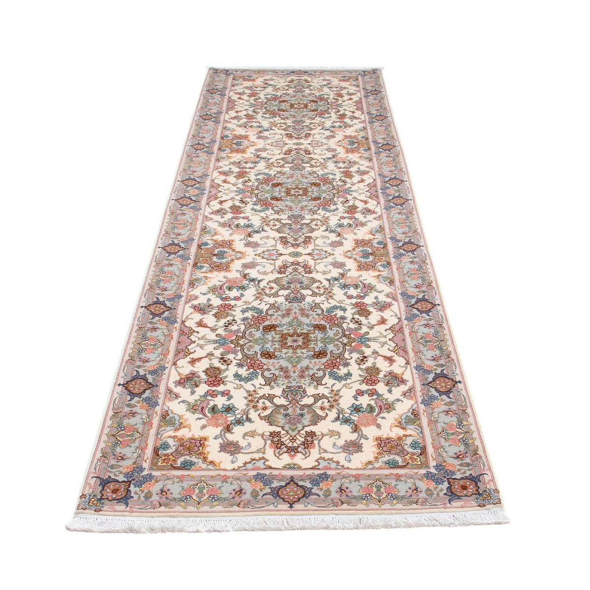 Tapis de couloir Tapis persan - Tabriz - Royal - 355 x 92 cm - beige