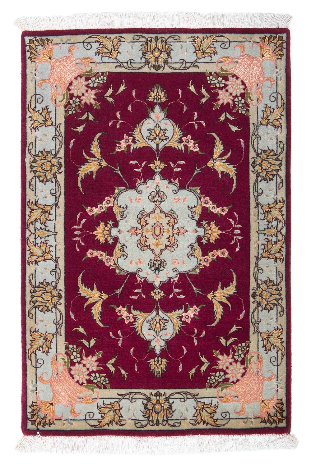 Tapis persan - Tabriz - Royal - 90 x 60 cm - rouge foncé