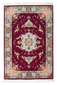 Tapis persan - Tabriz - Royal - 90 x 60 cm - rouge foncé