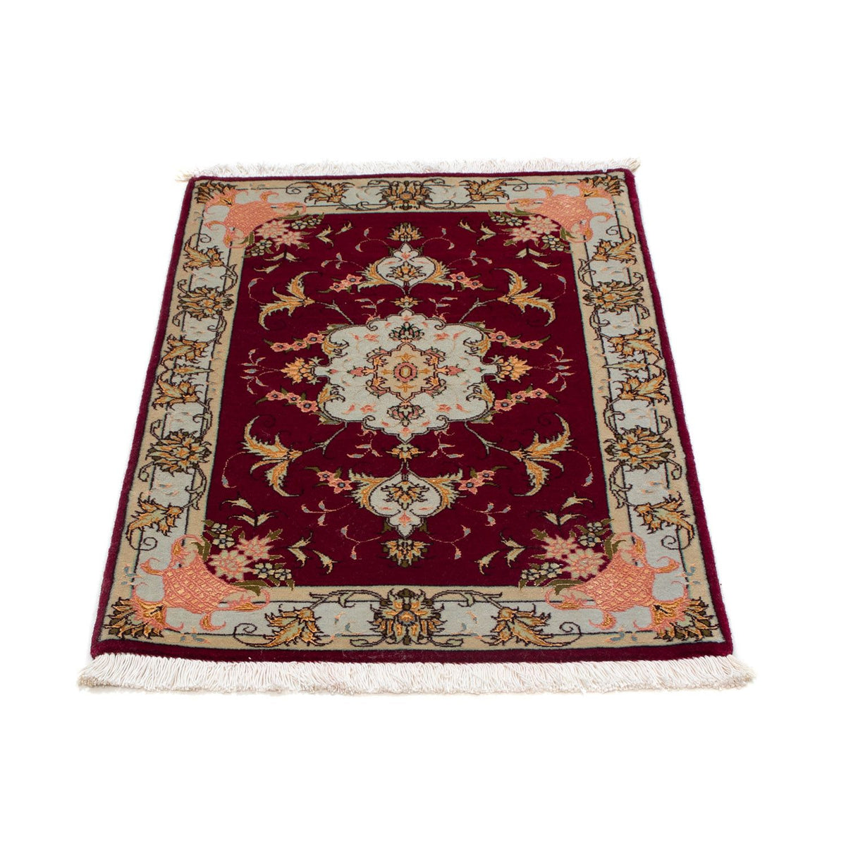 Tapis persan - Tabriz - Royal - 90 x 60 cm - rouge foncé