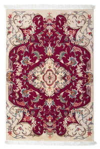 Tapis persan - Tabriz - Royal - 90 x 60 cm - rouge foncé