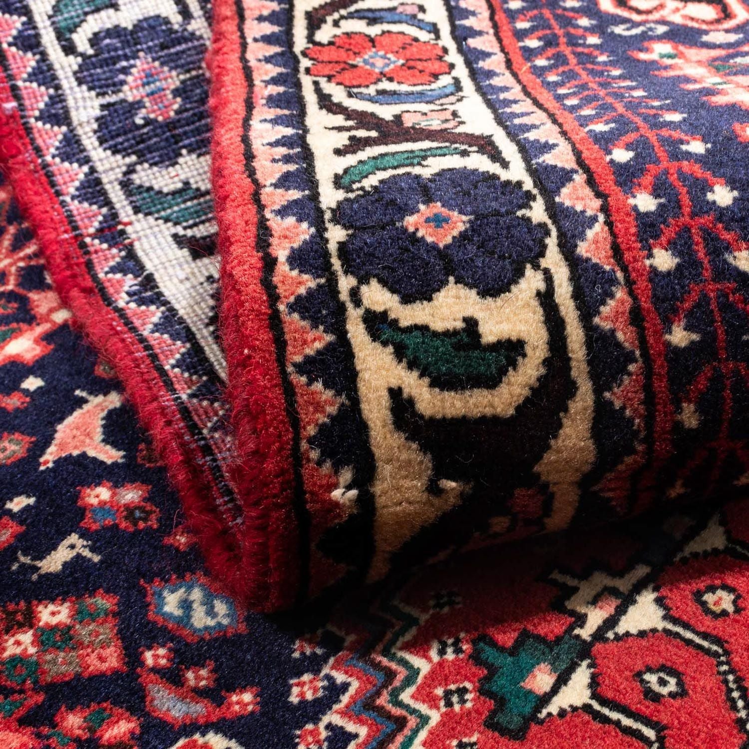 Tapis persan - Nomadic - 135 x 104 cm - bleu foncé