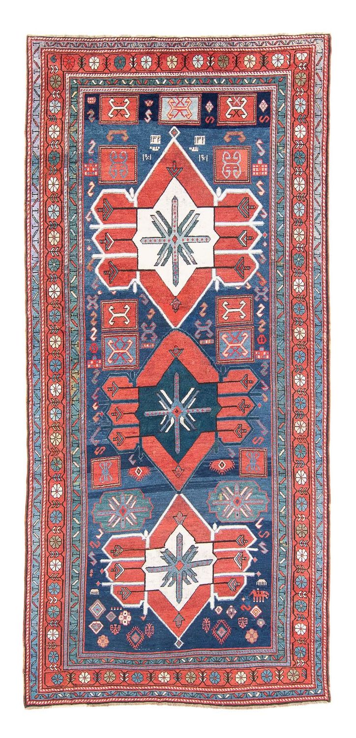 Tapis de couloir Tapis persan - Nomadic - 380 x 170 cm - bleu foncé
