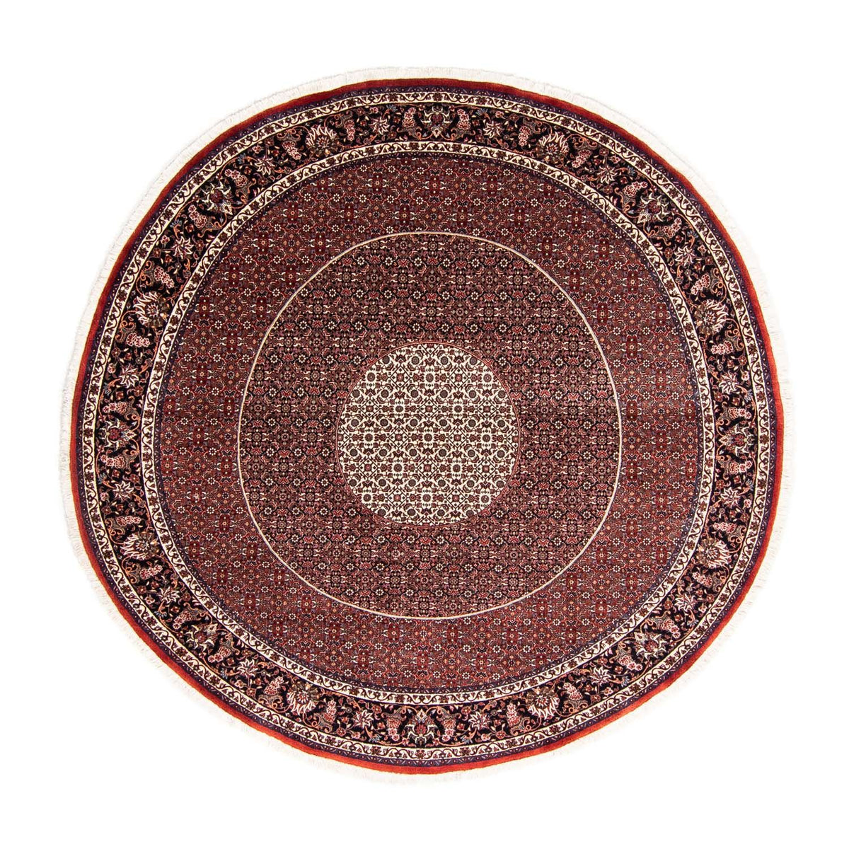 Tapis persan - Bidjar ronde  - 247 x 247 cm - rouge foncé