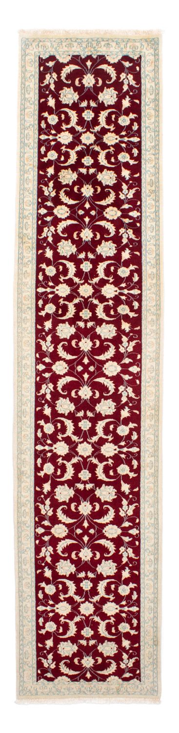 Tapis de couloir Tapis persan - Nain - 382 x 83 cm - rouge foncé