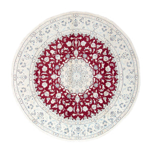 Tapis persan - Nain ronde  - 293 x 293 cm - rouge foncé