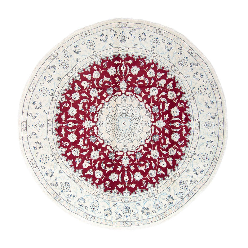 Tapis persan - Nain ronde  - 293 x 293 cm - rouge foncé