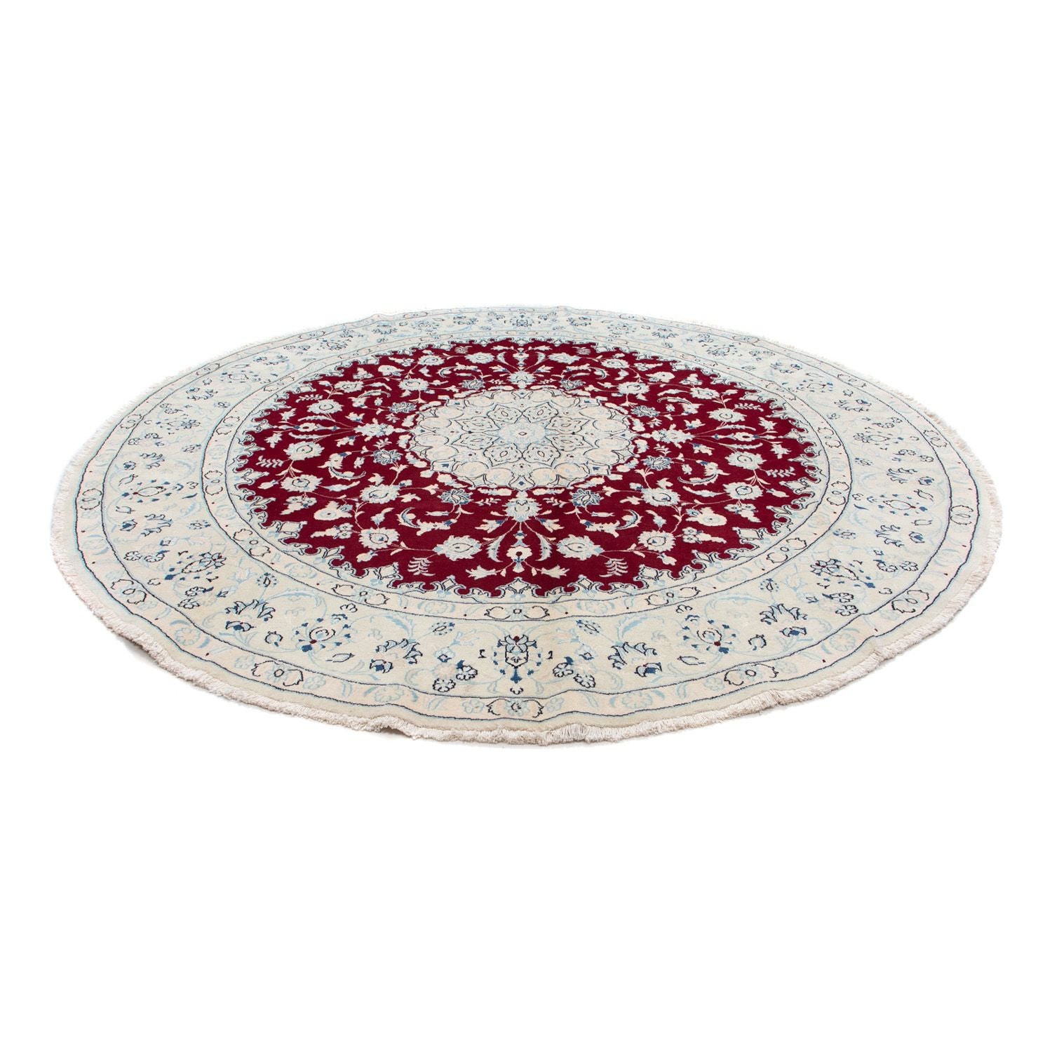 Tapis persan - Nain ronde  - 293 x 293 cm - rouge foncé