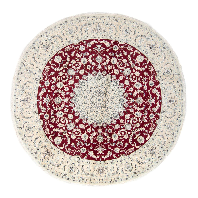 Tapis persan - Nain ronde  - 300 x 300 cm - rouge foncé