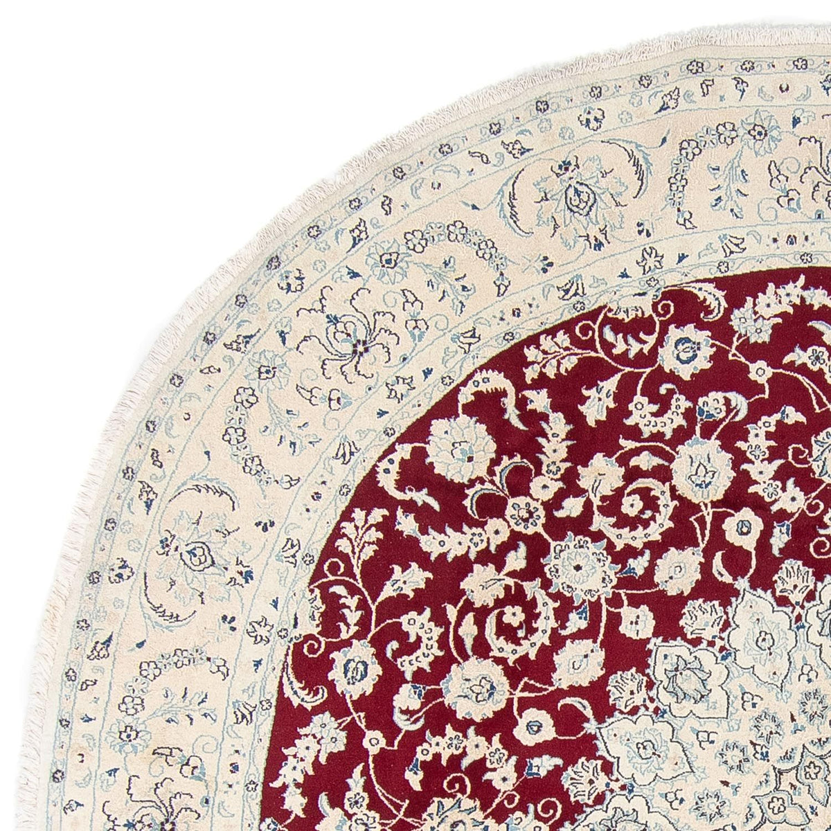 Tapis persan - Nain ronde  - 300 x 300 cm - rouge foncé