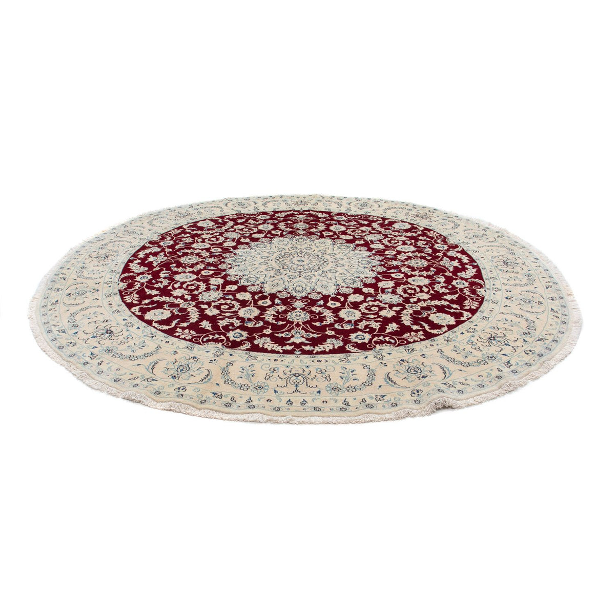 Tapis persan - Nain ronde  - 300 x 300 cm - rouge foncé